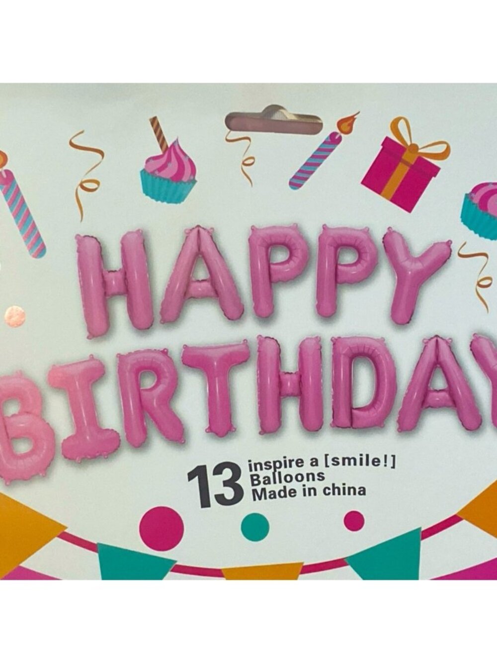 Happy Birthday 60 Piece Heart Foil Balloon Set Pink And Silver